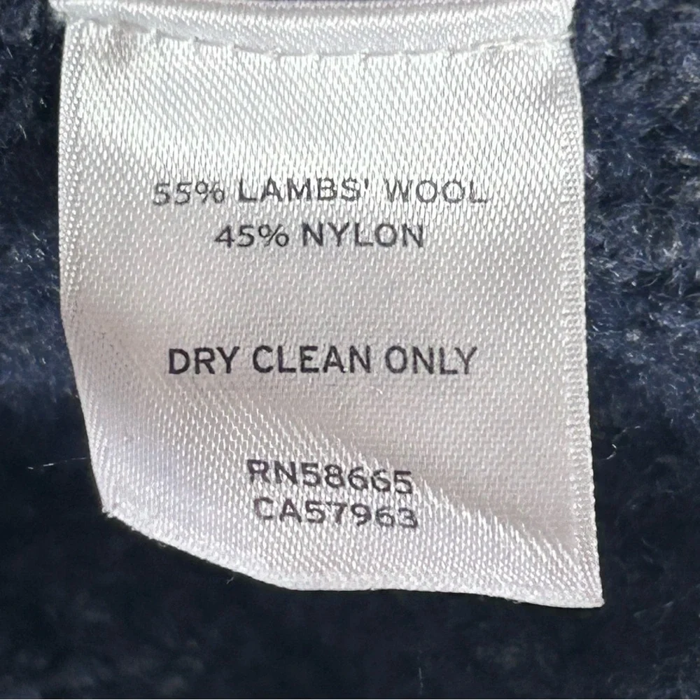 Nordstrom Lambswool Wool Fisherman Sweater Men L Blue Knit Shawl Collar